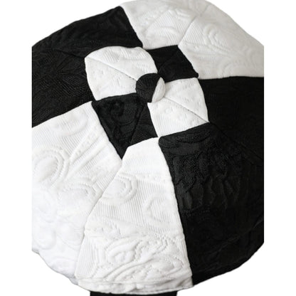 Dolce & Gabbana Black White Checkered Wide Brim Floppy Hat