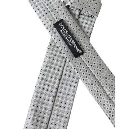 Dolce & Gabbana Light Gray Polka Dot Silk Adjustable Men Tie