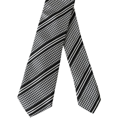 Dolce & Gabbana Black White Stripes Silk Adjustable Tie