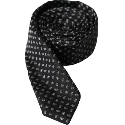 Dolce & Gabbana Black Jacquard Patterned Silk Adjustable Men Tie