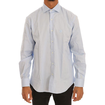 Cavalli Light Blue Cotton Slim Fit Dress Shirt