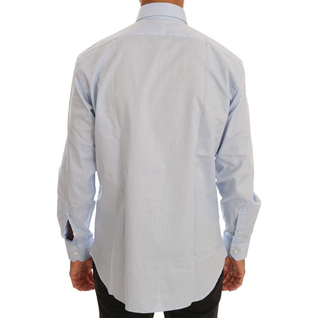 Cavalli Light Blue Cotton Slim Fit Dress Shirt