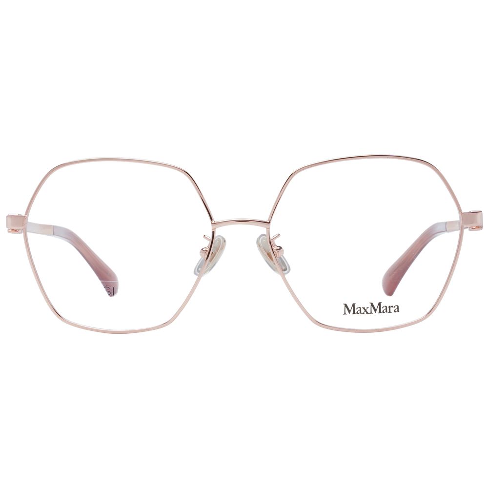 Max Mara Rose Gold Metal Glasses (Frames) for women, full-rim geometric shape, rose gold color, metal material, size 56-16-145.