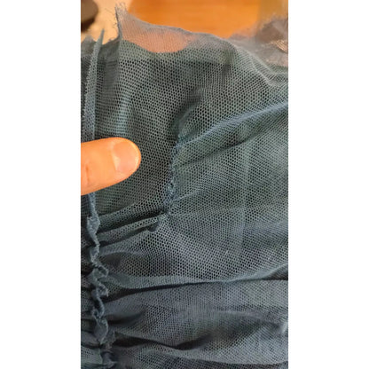 Dolce & Gabbana Blue Draped Tulle Midi Sheath Cotton Dress