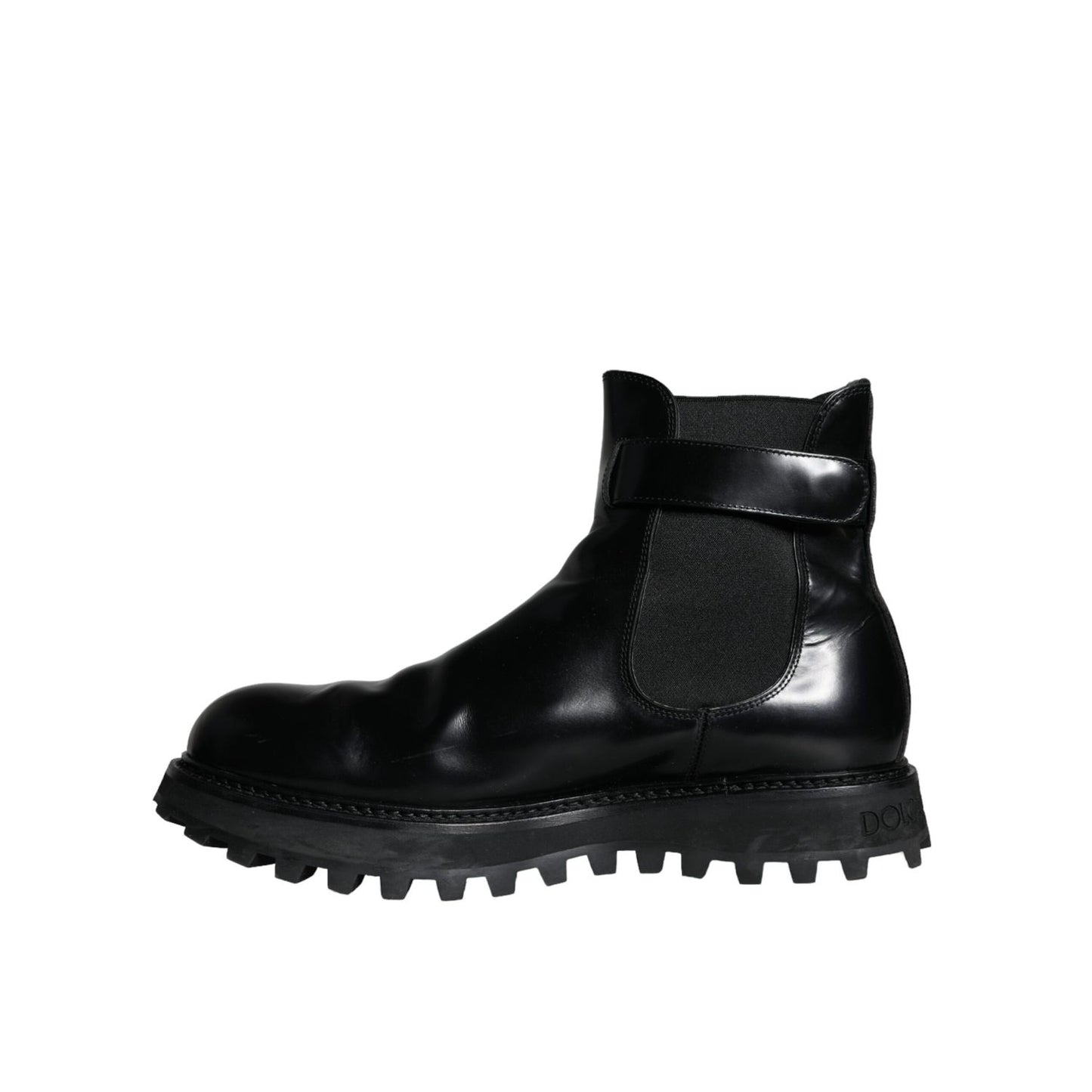 Dolce & Gabbana Black Belted DG Logo Men Chelsea Boots Shoes