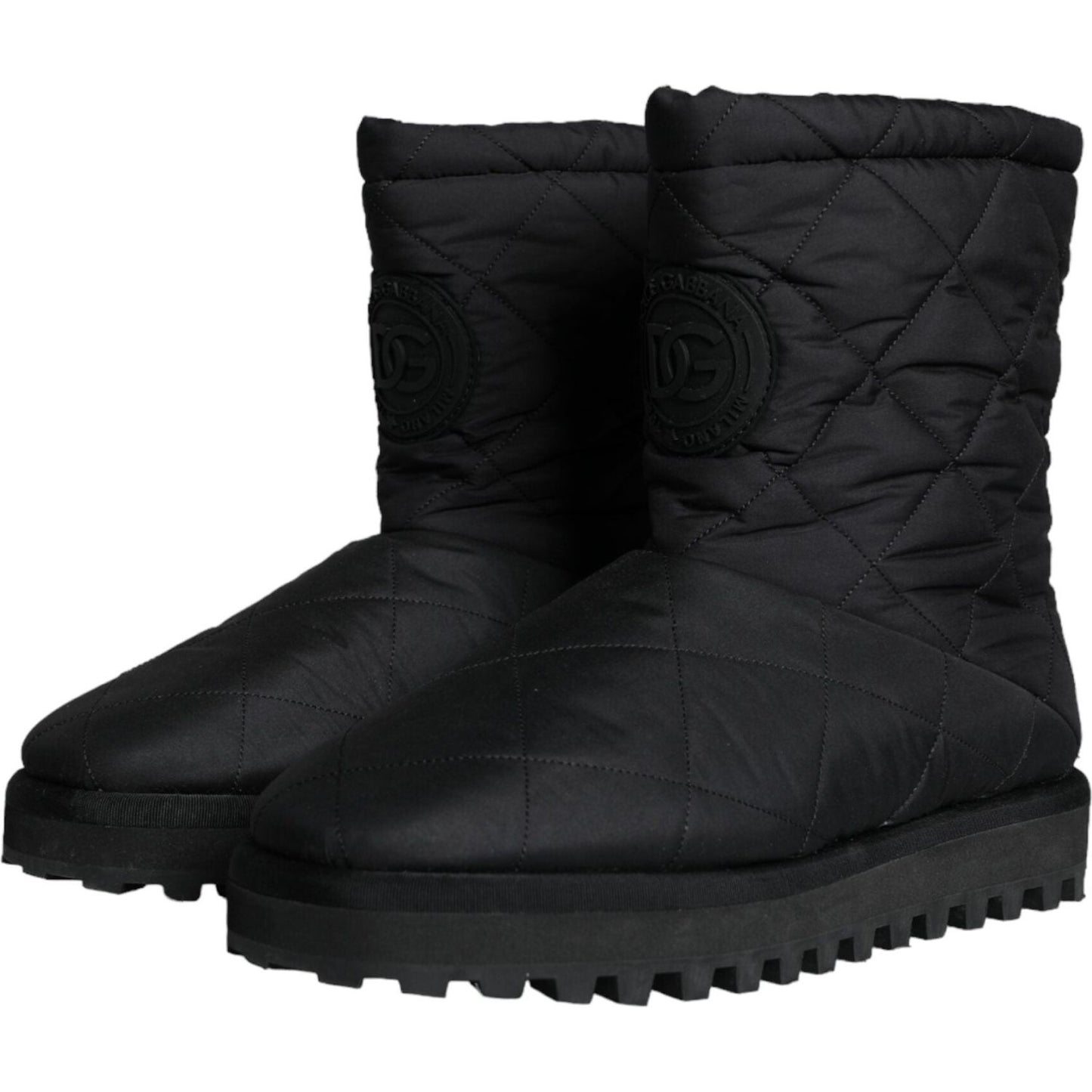 Dolce & Gabbana Black Nylon Padded Mid Calf Men Boots Shoes