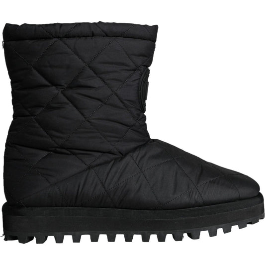 Dolce & Gabbana Black Nylon Padded Mid Calf Men Boots Shoes