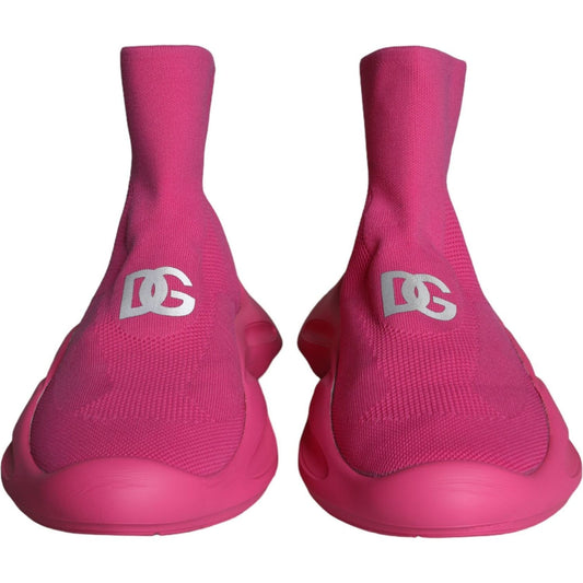 Dolce & Gabbana Pink Logo Print Slip On Socks Sneakers Shoes MV5843-44