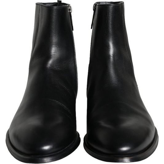 Dolce & Gabbana Black Calf Leather Men Ankle Boots Men Shoes MV5893-41