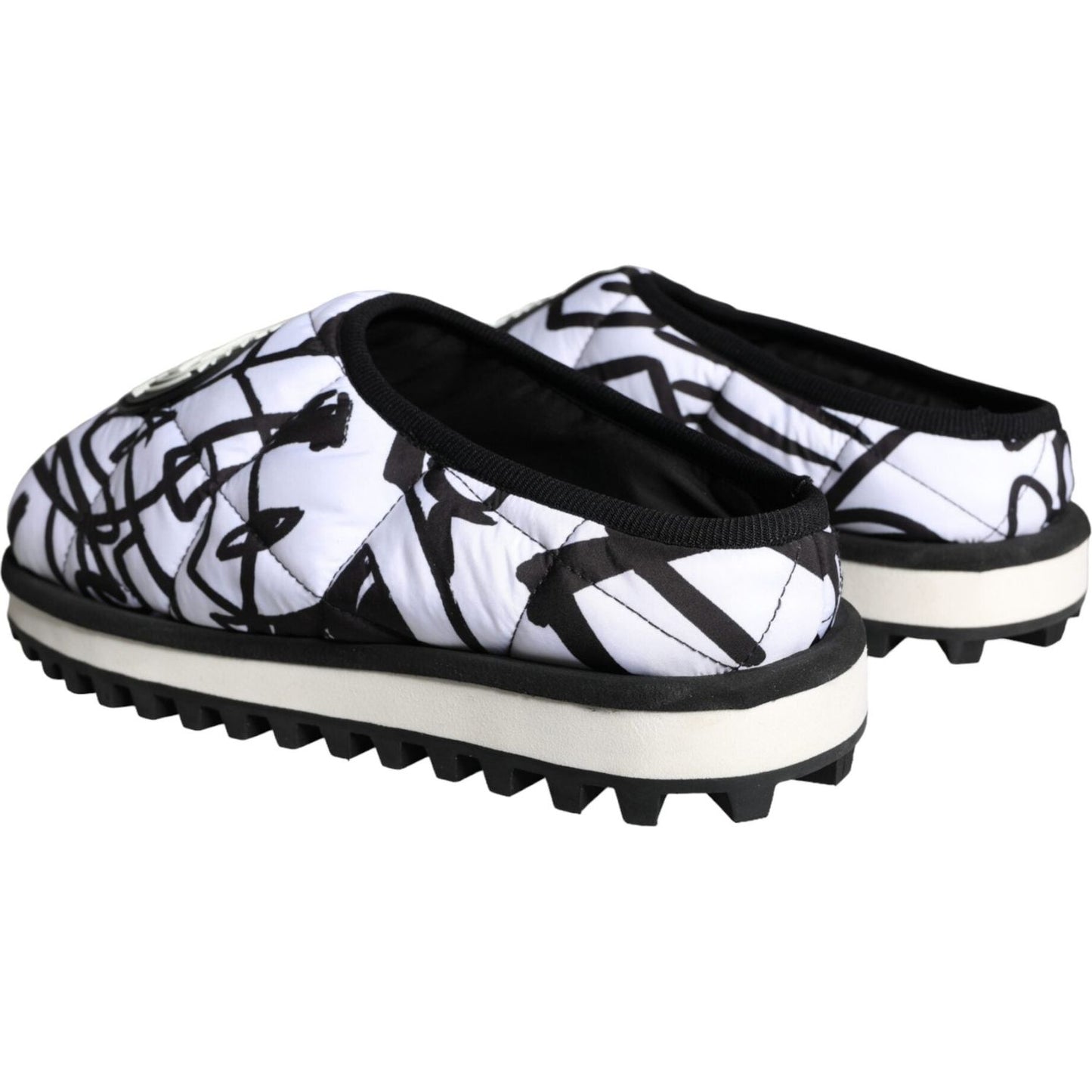 Dolce & Gabbana Black White Quilted Logo Sandals Slides Shoes MV5907-44