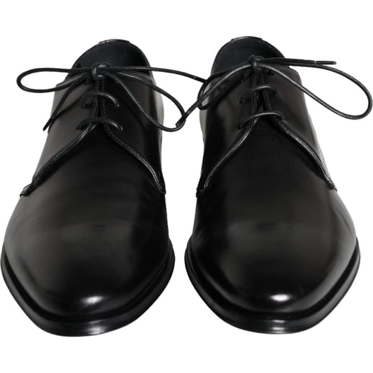 Dolce & Gabbana Black Calfskin Leather Derby Men Dress Shoes MV5911-43