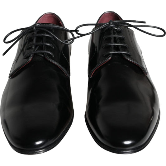 Dolce & Gabbana Black Calfskin Leather Derby Dress Men Shoes MV5912-43