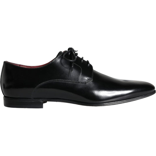 Dolce & Gabbana Black Calfskin Leather Derby Dress Men Shoes MV5912-43