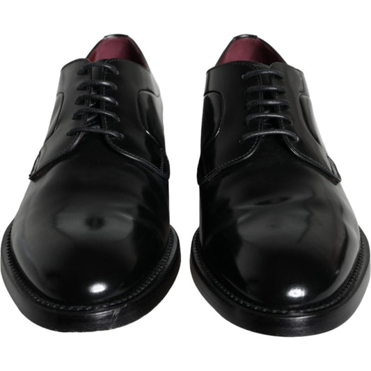Dolce & Gabbana Black Calfskin Leather Derby Men Dress Shoes MV5913-43