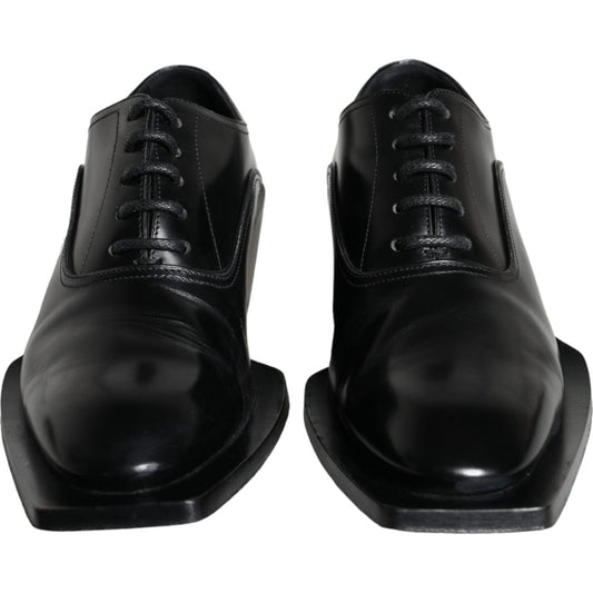 Dolce & Gabbana Black Calfskin Leather Derby Dress Men Shoes MV5925-44