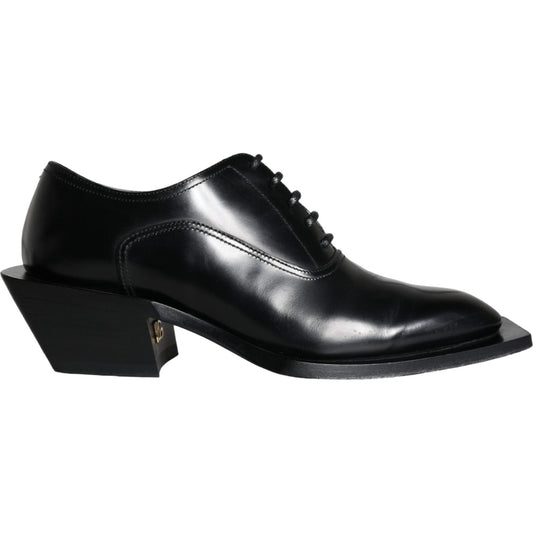 Dolce & Gabbana Black Calfskin Leather Derby Dress Men Shoes MV5925-44