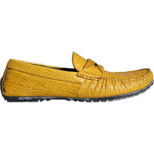 Dolce & Gabbana Yellow Leather Slip Mocassin Loafers Shoes MV5930-39