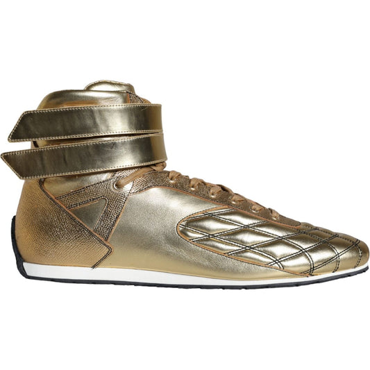 Dolce & Gabbana Gold Leather Sartoria High Top Sneakers Shoes MV6122-44