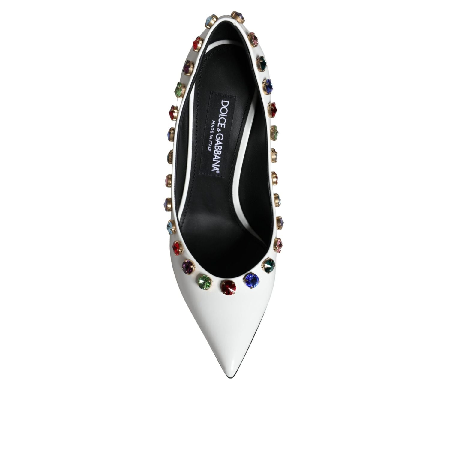 Dolce & Gabbana White Crystal Leather High Heels Pumps Shoes