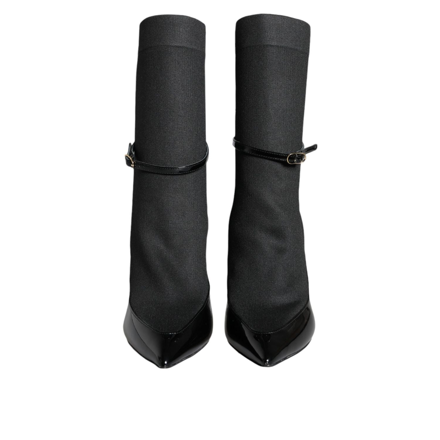 Dolce & Gabbana Black Leather Stilettos Booties Socks Shoes