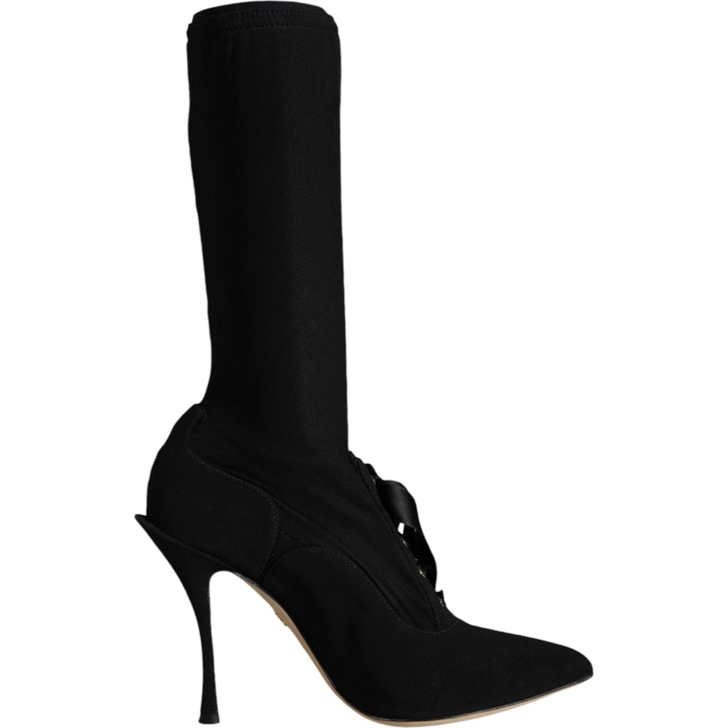 Dolce & Gabbana Black Stiletto Heels Mid Calf Boots Shoes