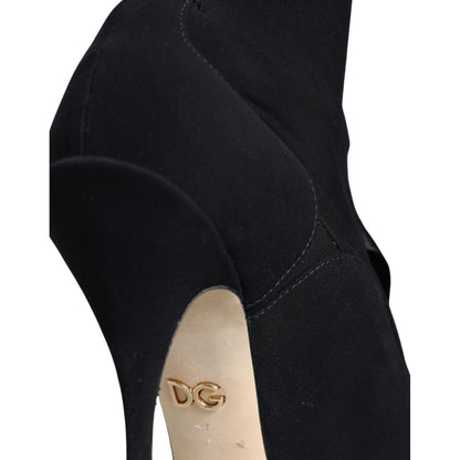 Dolce & Gabbana Black Stiletto Heels Mid Calf Boots Shoes