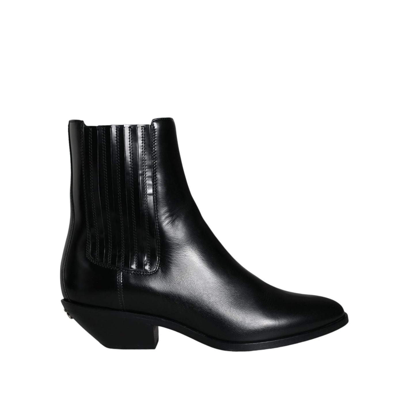 Dolce & Gabbana Black Leather Ankle Boots Booties Shoes