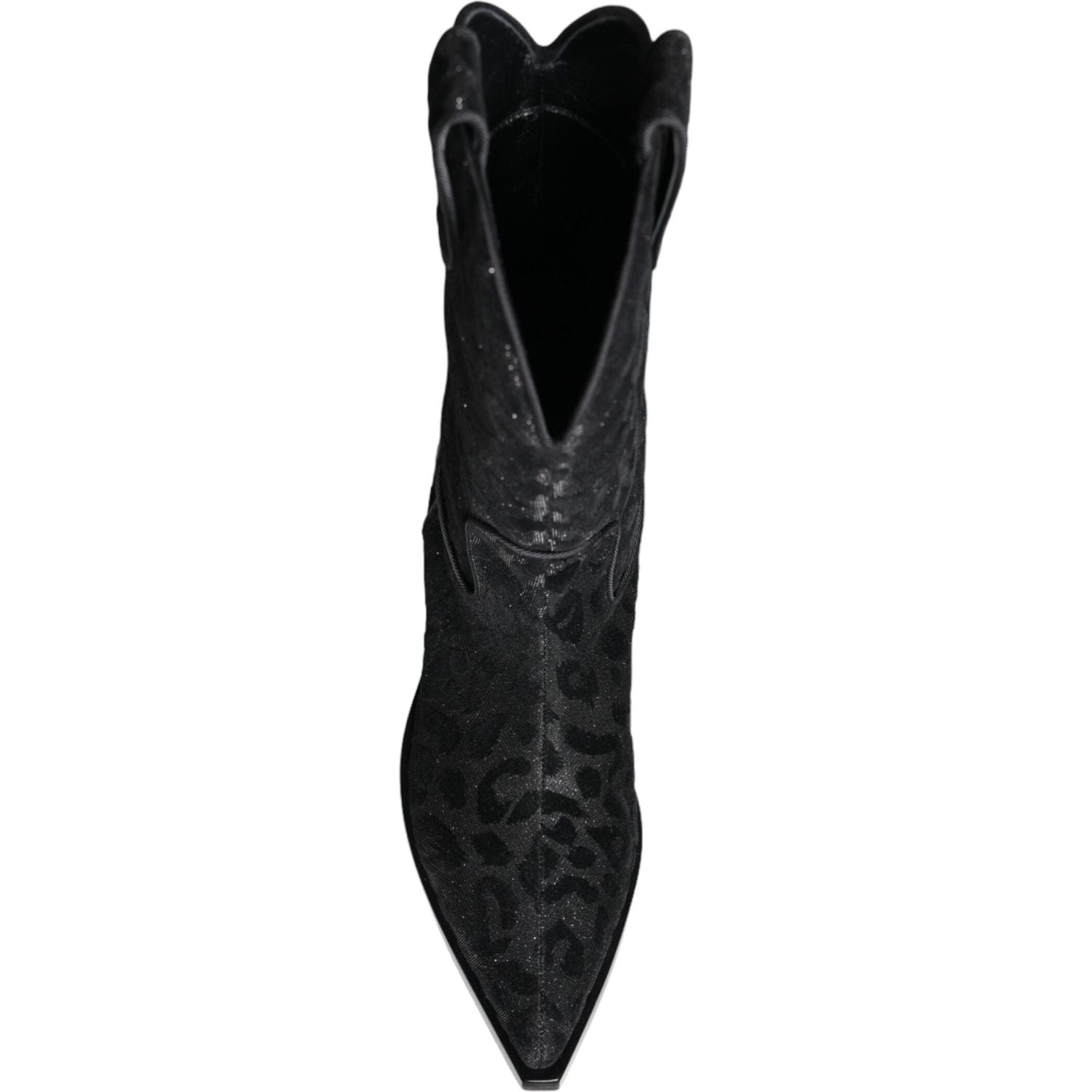 Dolce & Gabbana Black Gray Leopard Cowboy Boots Shoes