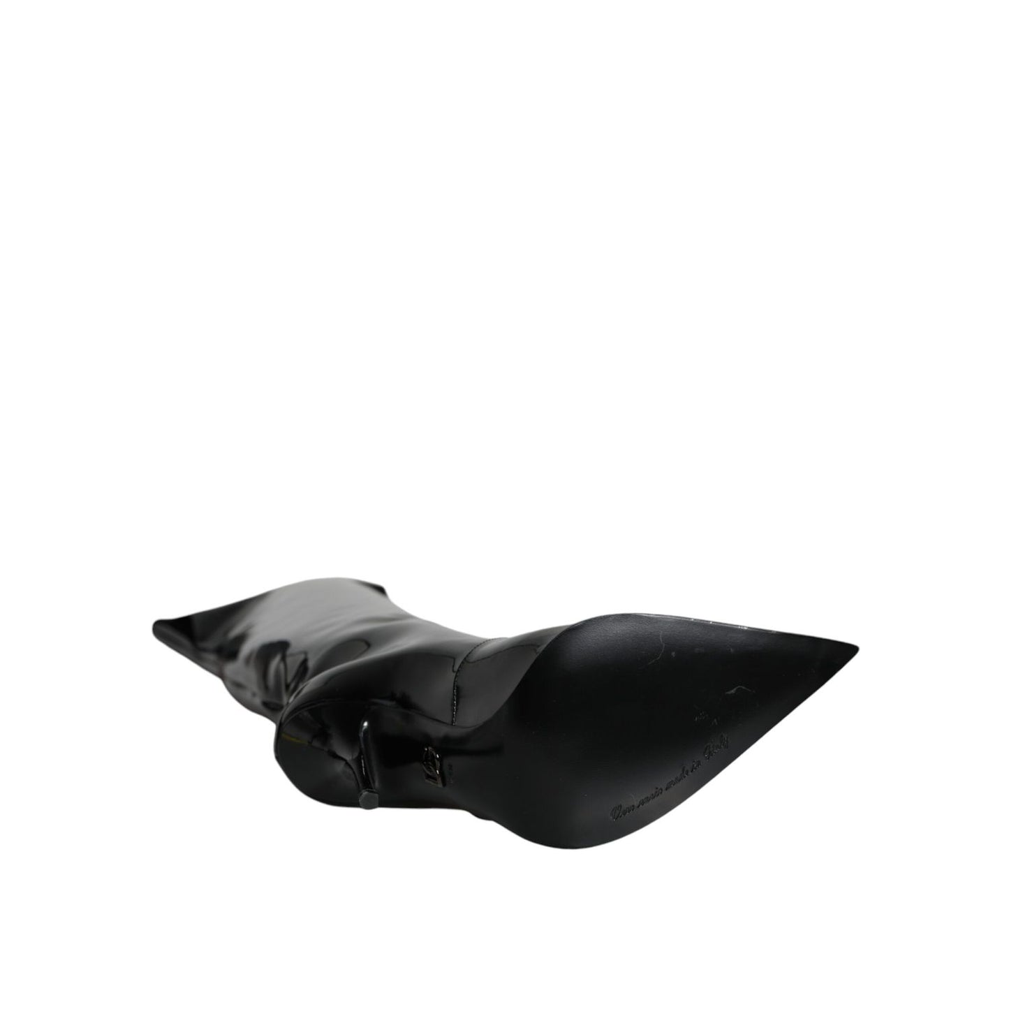 Dolce & Gabbana Black Patent Leather Knee High Boots Shoes