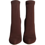 Dolce & Gabbana Brown Stiletto Heels Socks Ankle Boots Shoes LA11619-39