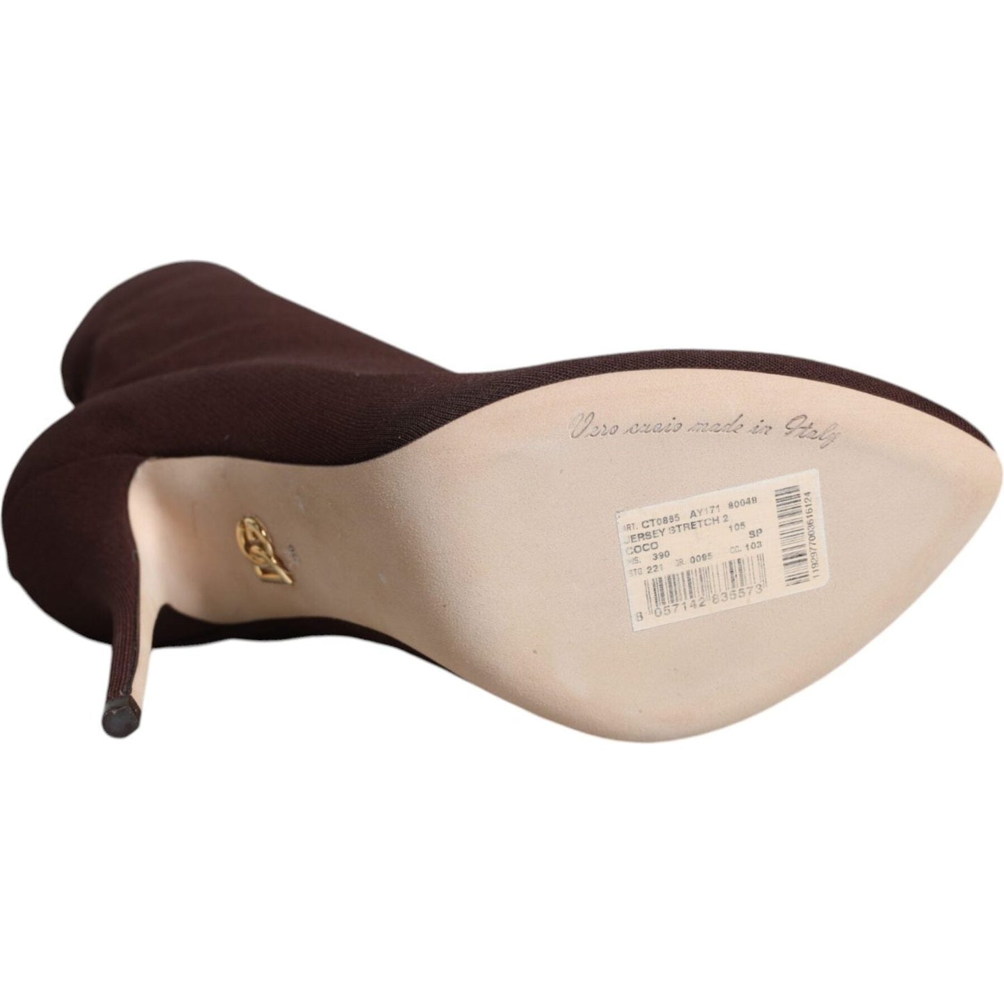 Dolce & Gabbana Brown Stiletto Heels Socks Ankle Boots Shoes LA11619-39