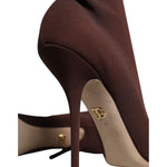 Dolce & Gabbana Brown Stiletto Heels Socks Ankle Boots Shoes LA11619-39