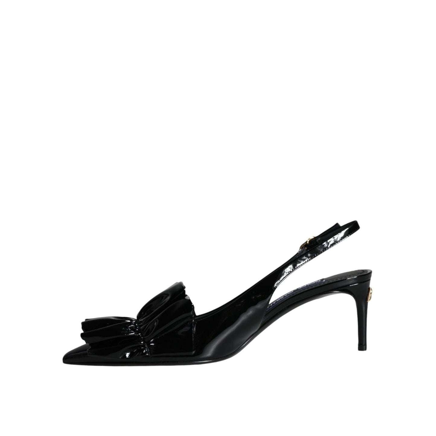 Dolce & Gabbana Black Patent Leather Heels Slingback Shoes