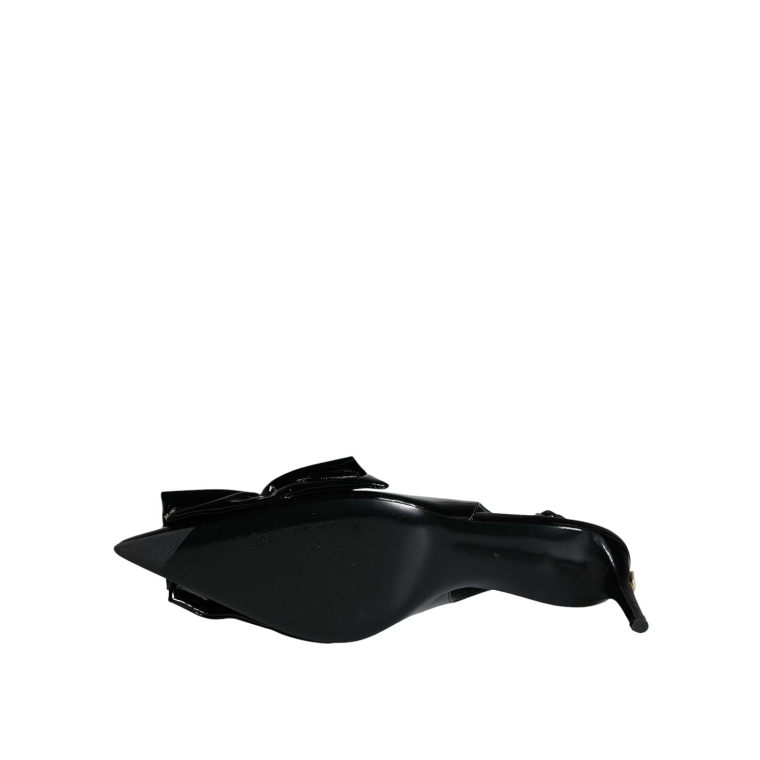 Dolce & Gabbana Black Patent Leather Heels Slingback Shoes
