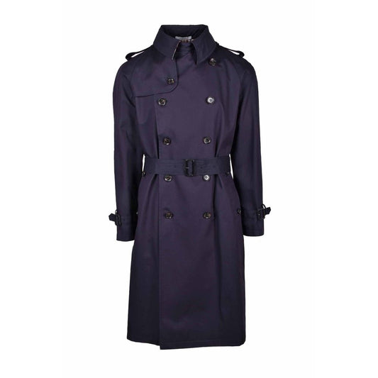 Aquascutum Blue Cotton Men Trench Coat