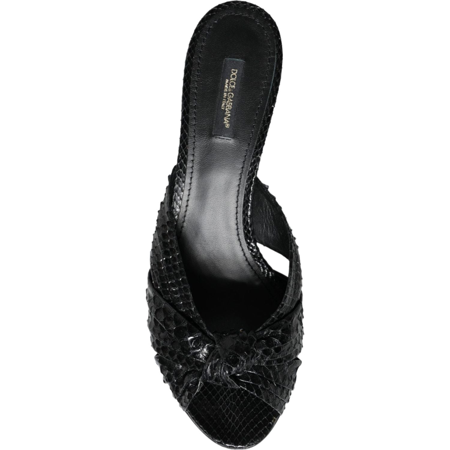 Dolce & Gabbana Black Leather Heels Slides Sandals Shoes