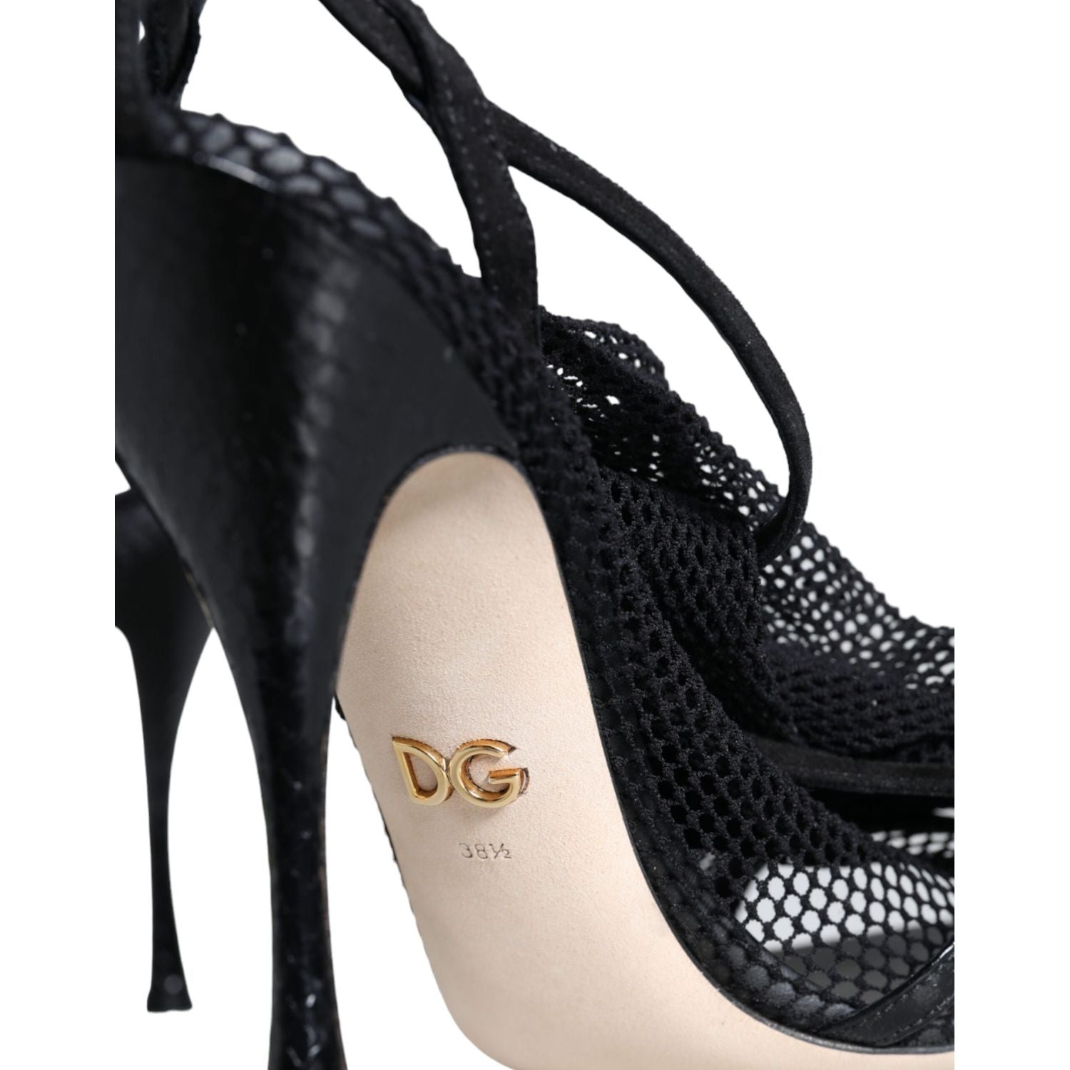 Dolce & Gabbana Black Mesh Stiletto Heels Sandals Shoes