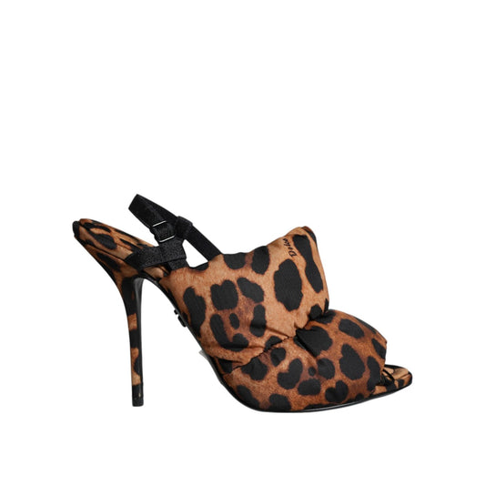 Dolce & Gabbana Brown Leopard Keira Slingback Sandals Shoes