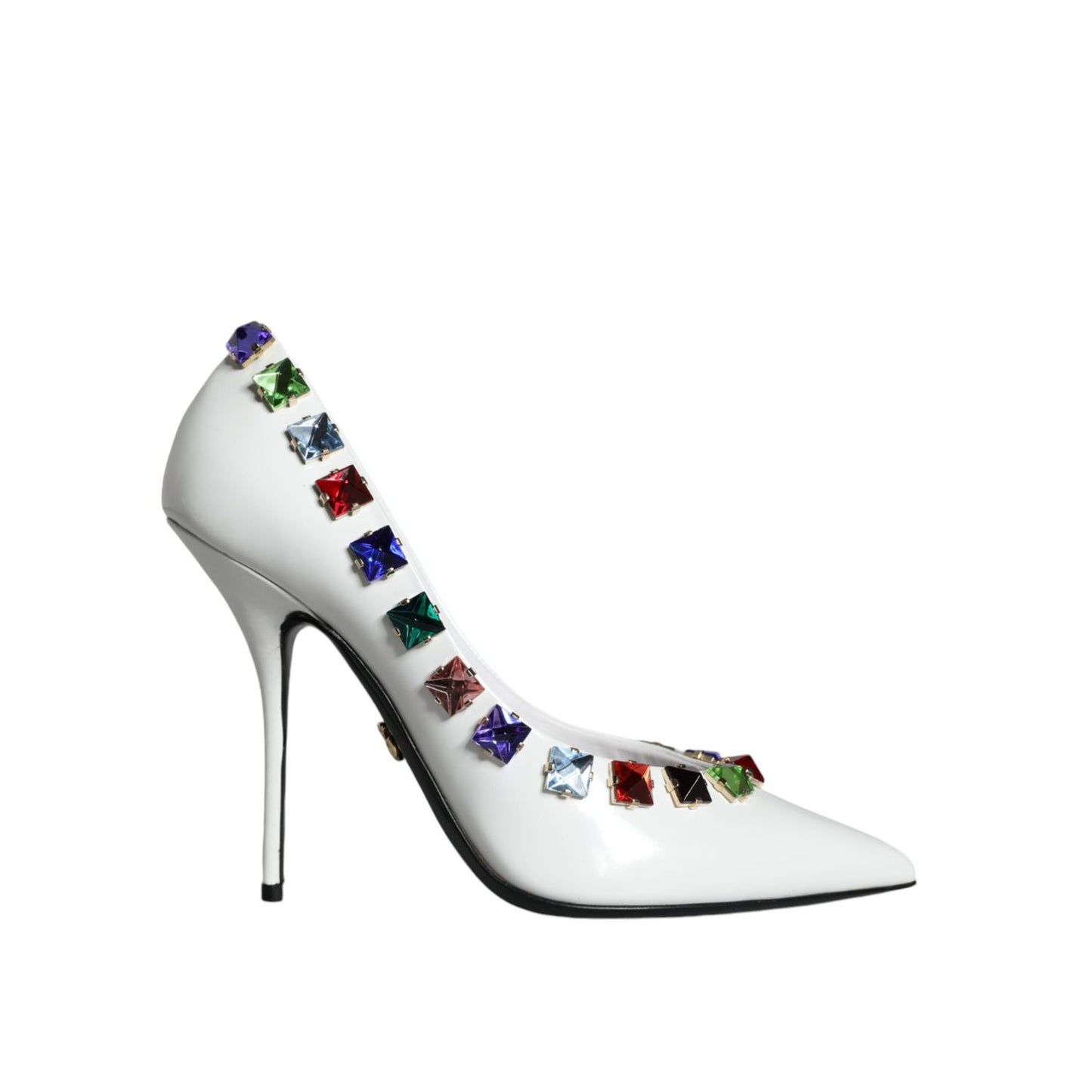 Dolce & Gabbana White Crystals Leather High Heels Pumps Shoes