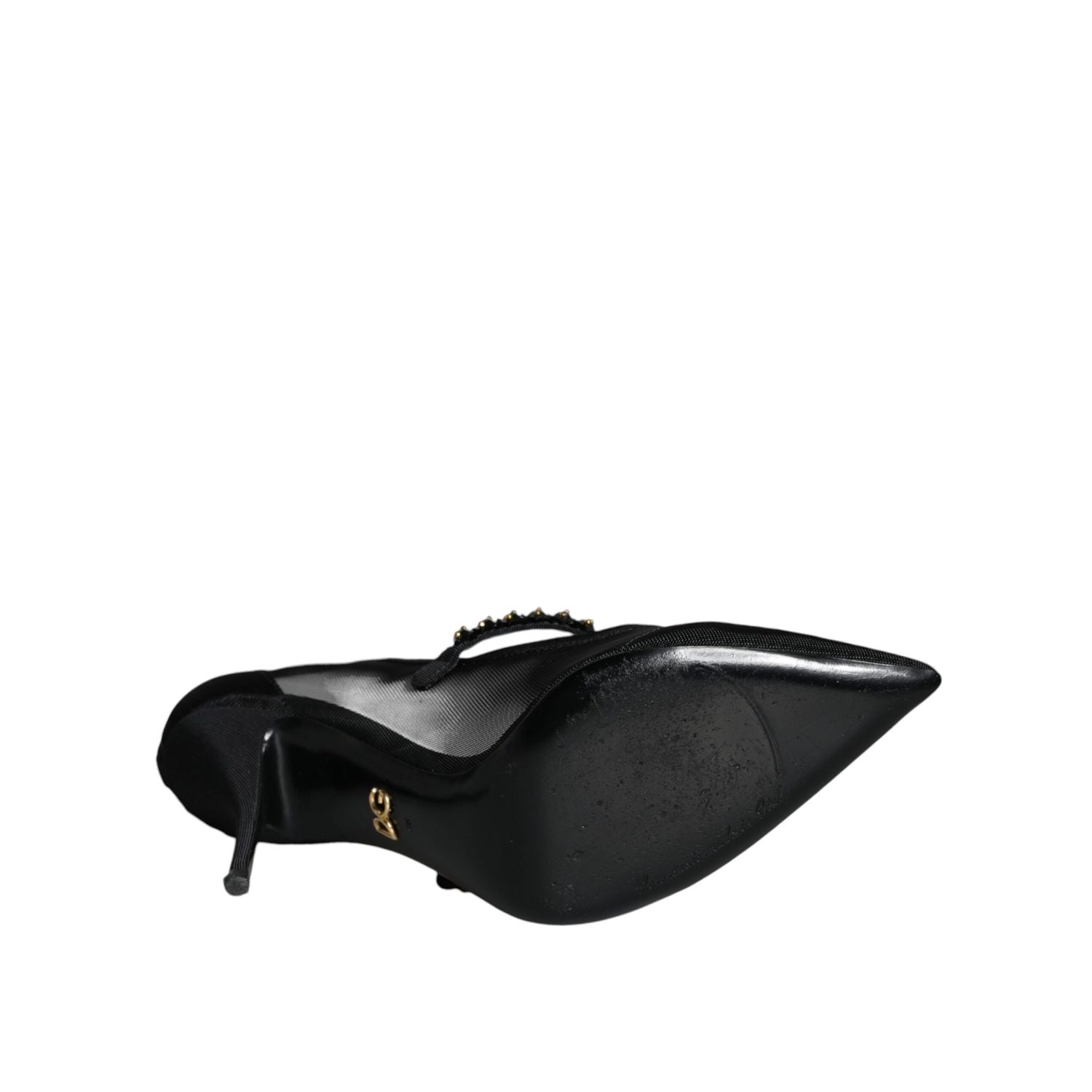 Dolce & Gabbana Black Mesh Mary Jane Crystal Heel Pumps Shoes