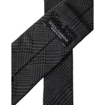 Dolce & Gabbana Dark Gray Plaid Patterned Silk Adjustable Men Tie KRA3328