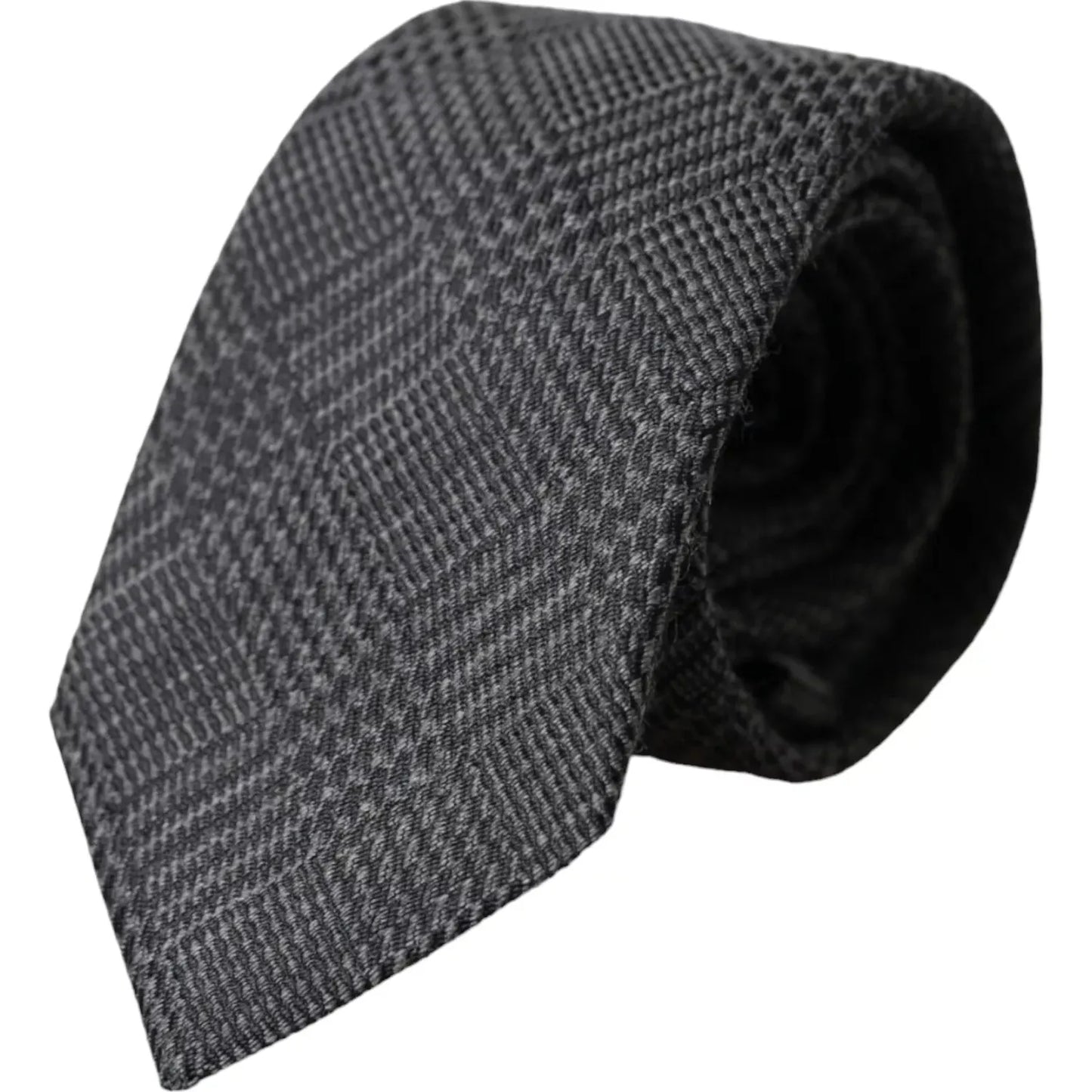 Dolce & Gabbana Dark Gray Plaid Patterned Silk Adjustable Men Tie KRA3328
