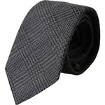 Dolce & Gabbana Dark Gray Plaid Patterned Silk Adjustable Men Tie KRA3328