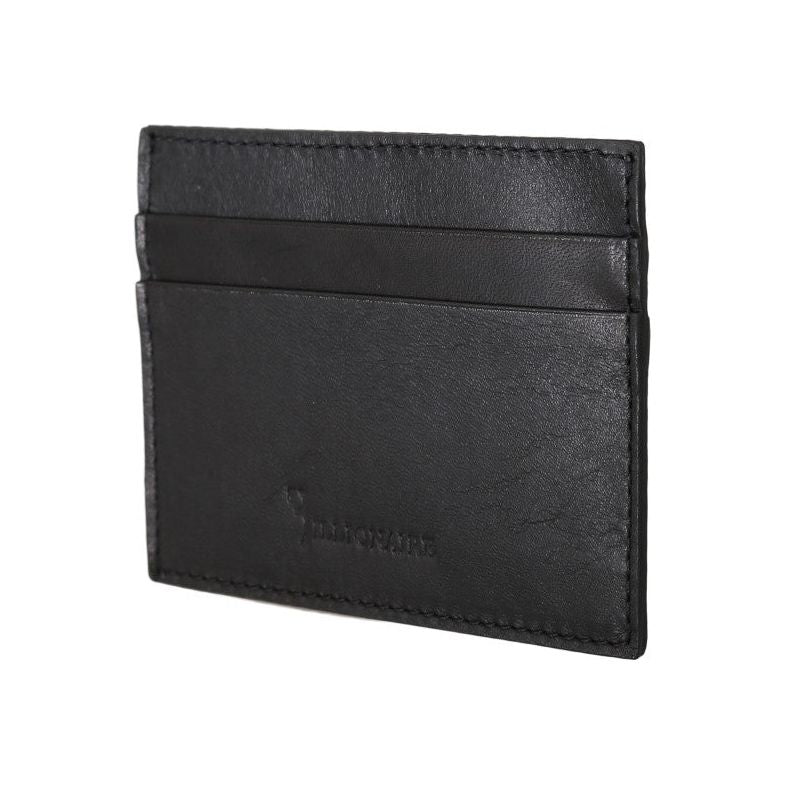 Billionaire Italian Couture Black Leather Cardholder Wallet Wallet
