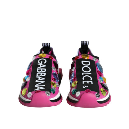 Dolce & Gabbana Pink Sorrento Crystals Low Top Sneakers Shoes