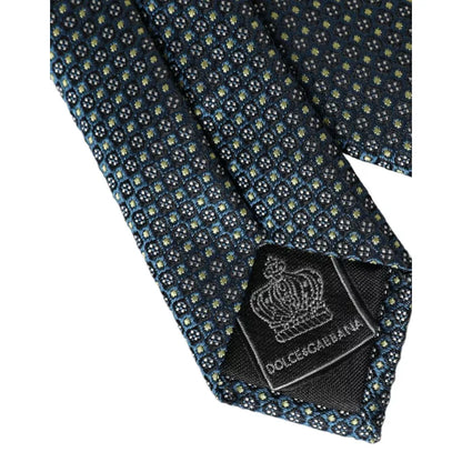 Dolce & Gabbana Green Patterned 100% Silk Adjustable Men Tie Dolce & Gabbana