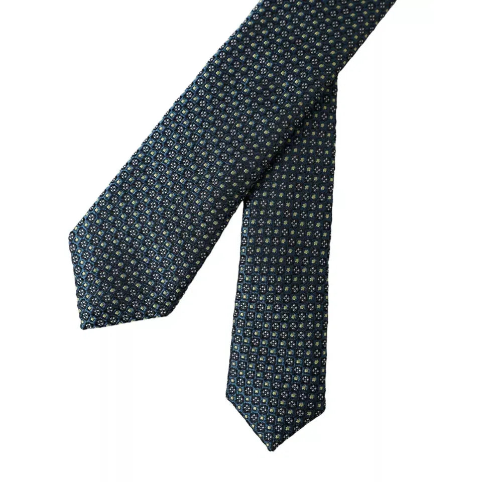 Dolce & Gabbana Green Patterned 100% Silk Adjustable Men Tie Dolce & Gabbana