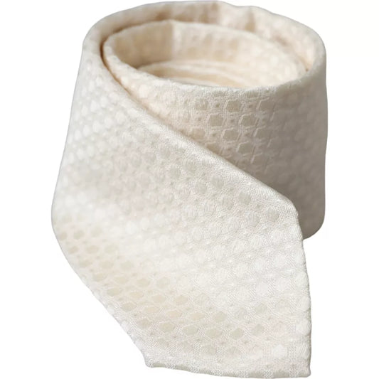 Dolce & Gabbana Off White Silk Adjustable Necktie Men Tie KRA3368