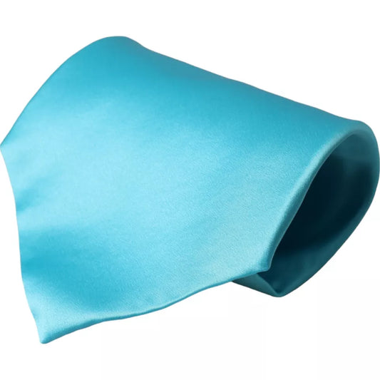 Dolce & Gabbana Light Blue Satin Silk Wide Adjustable Men Tie KRA3370