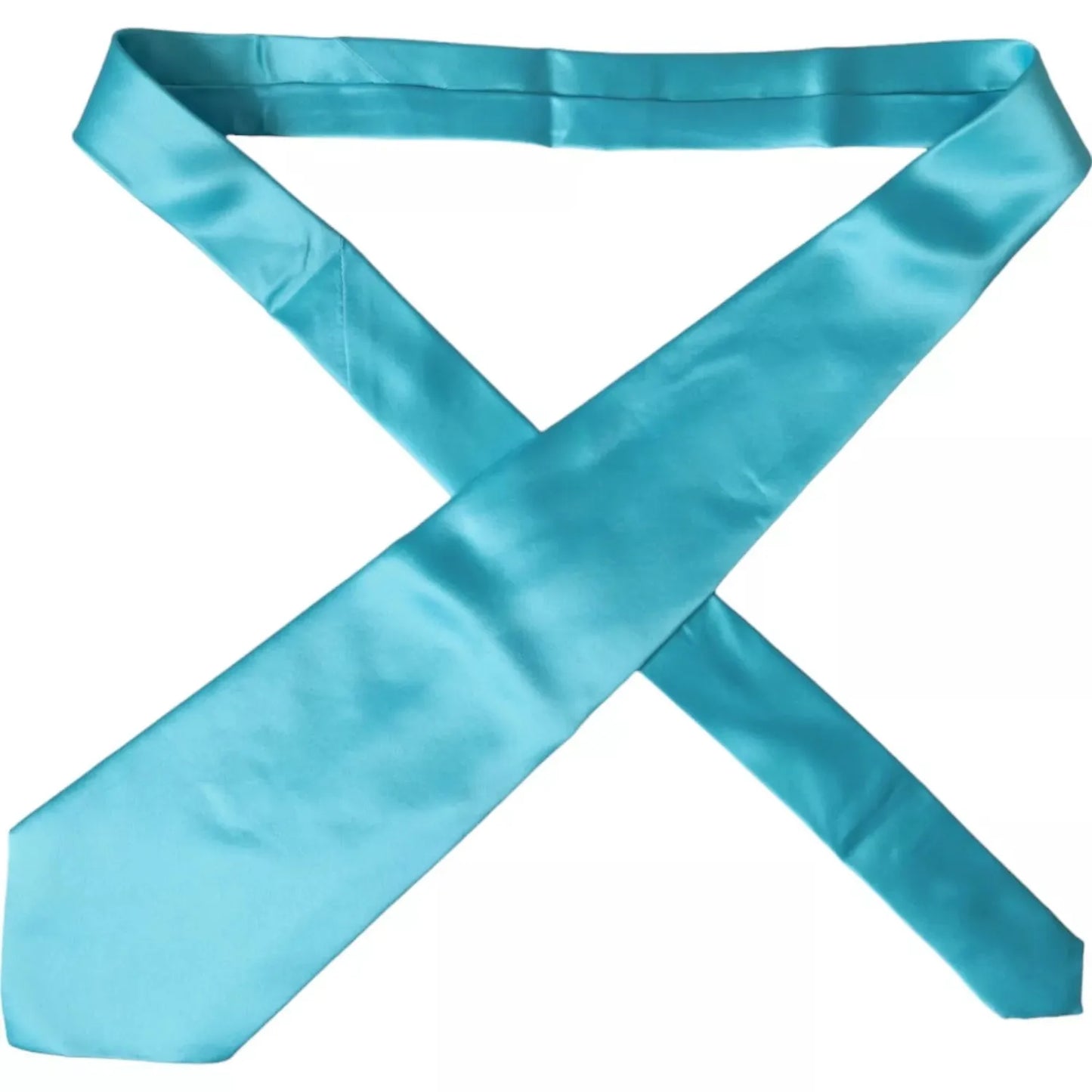 Dolce & Gabbana Light Blue Satin Silk Wide Adjustable Men Tie KRA3370